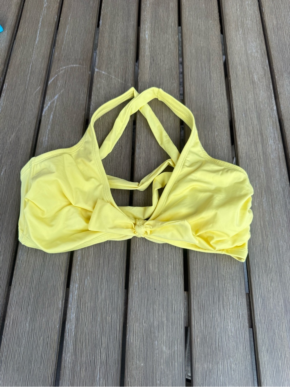 Kona Sol Yellow Halter Bikini Top D/DD Bow Front Swim Top